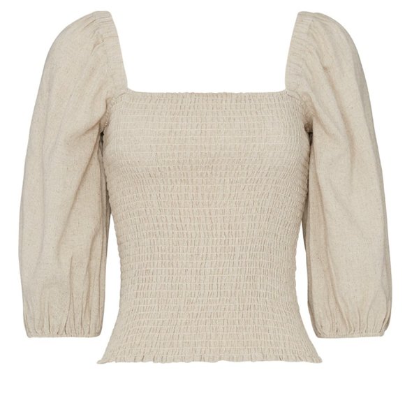 525 America Tops - Sand Puff Sleeve Top